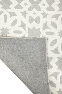 GREY WHITE GEOMETRIC HAND TUFTED CARPET by Imperial Knots - Image 4