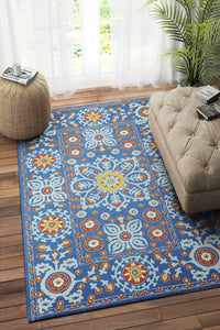 BLUE MULTICOLOR SUZANI HAND TUFTED CARPET by Imperial Knots - Image 1