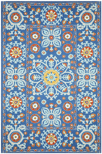 BLUE MULTICOLOR SUZANI HAND TUFTED CARPET by Imperial Knots - Image 2