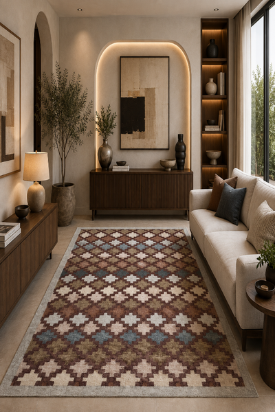 GREY MULTICOLOR GEOMETRIC  HAND TUFTED RUG