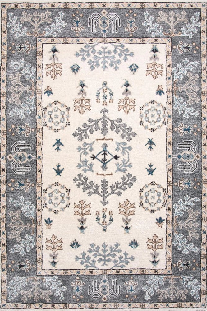 IVORY GREY TRADITIONAL HAND TUFTED CARPET