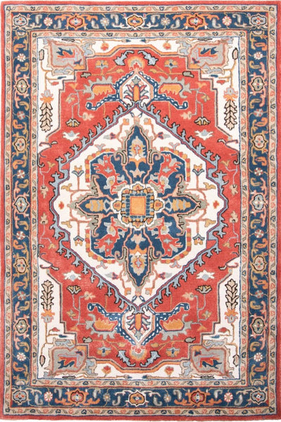 NAVY BLUE MULTICOLOR TRADITIONAL HAND TUFTED CARPET