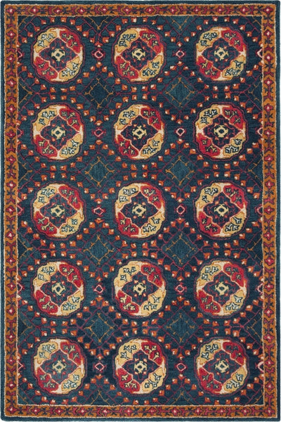 BLUE MULTICOLOR TRADITIONAL HAND TUFTED RUG