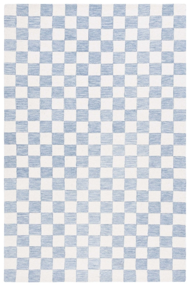 IVORY BLUE GEOMETRIC HAND TUFTED RUG