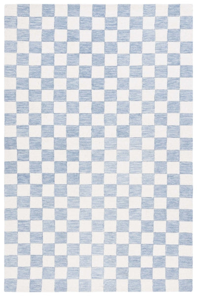 IVORY BLUE GEOMETRIC HAND TUFTED RUG