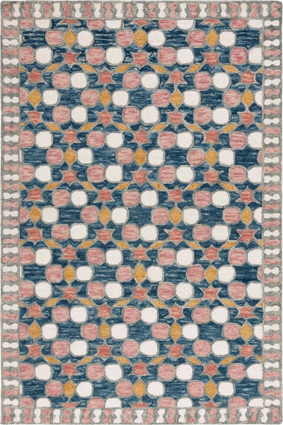 NAVY BLUE MULTICOLOR BESPOKE HAND TUFTED RUG