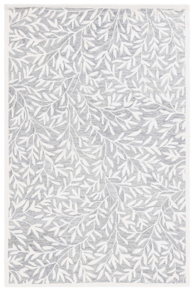 IVORY GREY FLORAL HAND TUFTED RUG