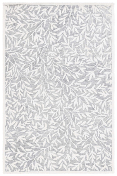 IVORY GREY FLORAL HAND TUFTED RUG