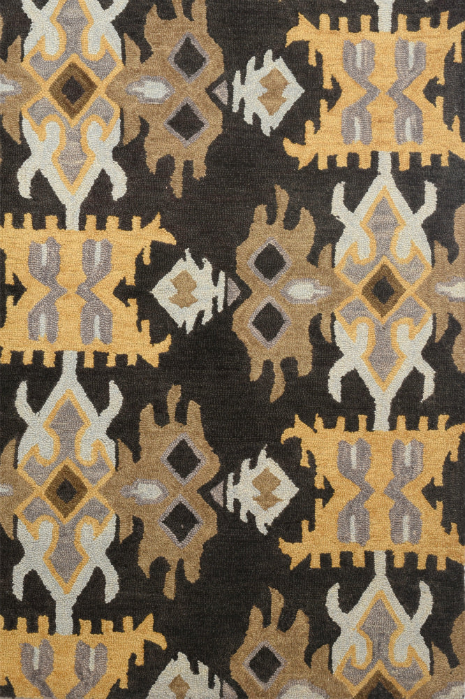 BLACK ABSTRACT HAND TUFTED CARPET