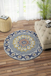 MULTICOLOR SUZANI HAND TUFTED CARPET ROUND by Imperial Knots - Image 1