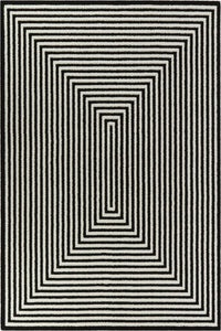 BLACK AND IVORY GEOMETRIC HAND TUFTED CARPET FRONT