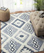 IVORY BLUE  HAND WOVEN KILIM DHURRIE by Imperial Knots - Image 1