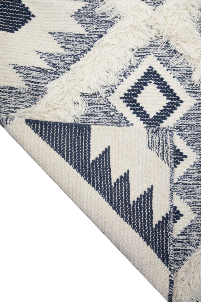 IVORY BLUE  HAND WOVEN KILIM DHURRIE by Imperial Knots - Image 4
