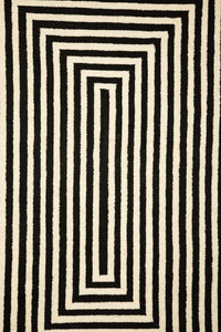 BLACK AND IVORY GEOMETRIC HAND TUFTED CARPET by Imperial Knots - Image 3