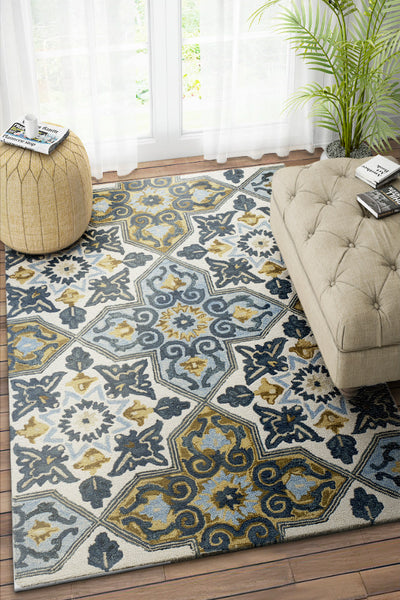 BLUE SUZANI HAND TUFTED CARPET