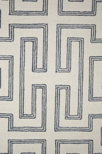 GREY AND IVORY GEOMETRIC HAND TUFTED CARPET by Imperial Knots - Image 3