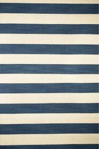 IVORY BLUE STRIPES HAND WOVEN DHURRIE by Imperial Knots - Image 2
