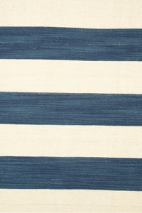 IVORY BLUE STRIPES HAND WOVEN DHURRIE by Imperial Knots - Image 3