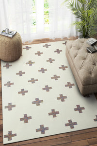 IVORY MULTICOLOR CROSS HAND WOVEN DHURRIE by Imperial Knots - Image 1