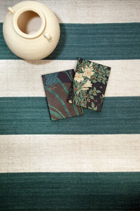 IVORY TEAL STRIPES HAND WOVEN DHURRIE CLOSEUP by Imperial Knots