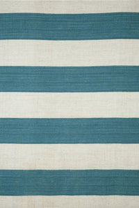 IVORY TEAL STRIPES HAND WOVEN DHURRIE by Imperial Knots - Image 3
