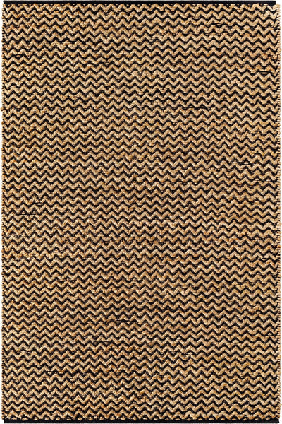 BLACK AND BEIGE CHEVRON JUTE RUG
