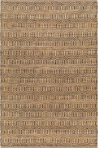 BLACK AND BEIGE DIAMOND JUTE RUG