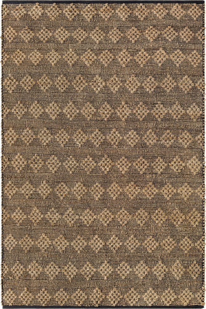 BLACK AND BEIGE DIAMOND JUTE RUG