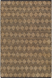 BLACK AND BEIGE DIAMOND JUTE RUG