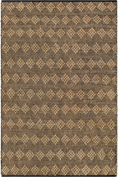 BLACK AND BEIGE DIAMOND JUTE RUG
