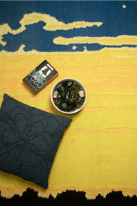 MULTICOLOR YELLOW KILIM HAND WOVEN DHURRIE CLOSEUP IMPERIAL KNOTS