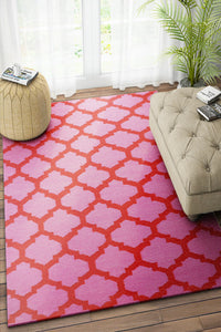 PINK MOROCCAN HAND WOVEN DHURRIE by Imperial Knots - Image 2