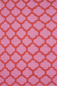 Pink moroccan hand woven dhurrie wool hand-woven rug for bedroom