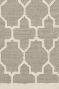 GREY IVORY MOROCCAN HAND WOVEN DHURRIE by Imperial Knots - Image 3