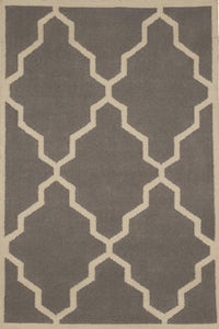 Grey beige moroccan hand woven dhurrie wool hand-woven rug for bedroom