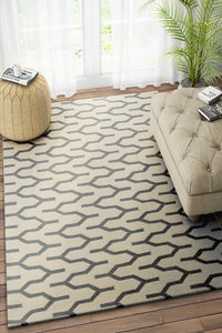 IVORY WISHBONE HAND WOVEN DHURRIE by Imperial Knots - Image 2