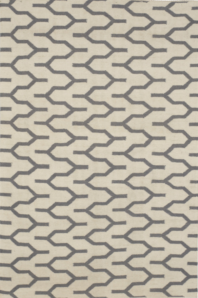 IVORY WISHBONE HAND WOVEN DHURRIE