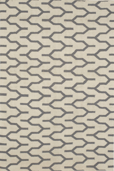 IVORY WISHBONE HAND WOVEN DHURRIE