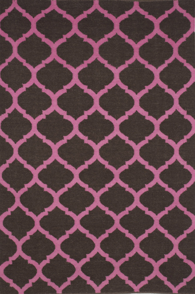 BROWN AND PINK MOROCCAN HAND WOVEN DHURRIE