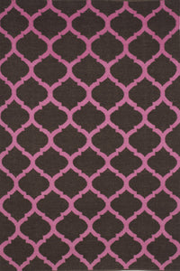 BROWN AND PINK MOROCCAN HAND WOVEN DHURRIE by Imperial Knots - Image 1