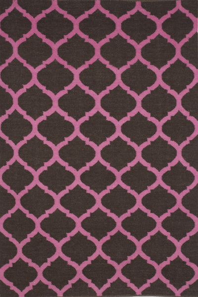 BROWN AND PINK MOROCCAN HAND WOVEN DHURRIE