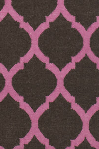 BROWN AND PINK MOROCCAN HAND WOVEN DHURRIE by Imperial Knots - Image 3