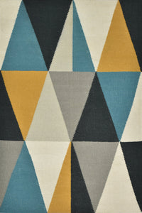 Multicolor geometric hand woven dhurrie wool hand-woven rug for bedroom