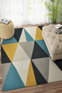 MULTICOLOR GEOMETRIC HAND WOVEN DHURRIE by Imperial Knots - Image 2