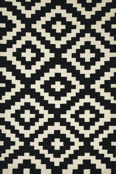 MONOCROME AZTEC HAND WOVEN KILIM DHURRIE