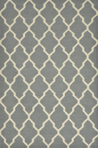 GREY AND IVORY MOROCCAN HAND WOVEN DHURRIE by Imperial Knots - Image 1