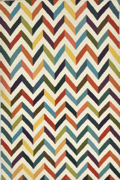 MULTICOLOR CHEVRON HAND WOVEN DHURRIE