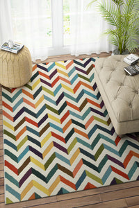 MULTICOLOR CHEVRON HAND WOVEN DHURRIE by Imperial Knots - Image 2