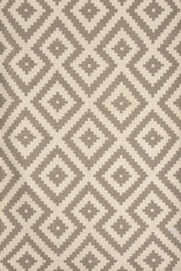 IVORY AND GREY GEOMETRIC HAND WOVEN DHURRIE by Imperial Knots - Image 1