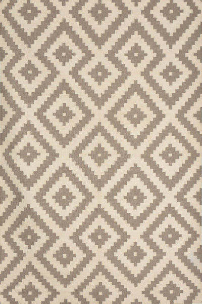 IVORY AND GREY GEOMETRIC HAND WOVEN DHURRIE